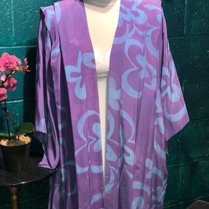 Joyce Reid Vintage Purple & Blue Long House Coat
